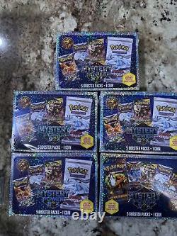 (5x) Pokémon Mystery Power Box with 5 Packs and 1 Coin. Packs Randomly Inserted