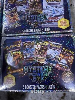 (5x) Pokémon Mystery Power Box with 5 Packs and 1 Coin. Packs Randomly Inserted